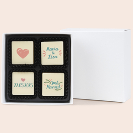 Czekoladki ślubne Quattro - własny nadruk